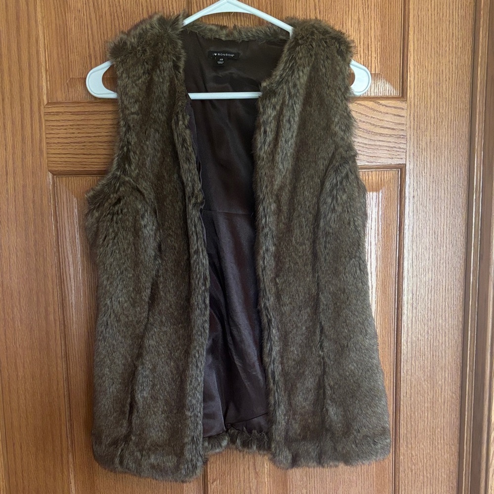 I Heart Ronson Dark Brown Faux Fur Vest